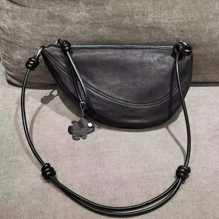 質感真皮|軟皮羊皮月牙包女包2024新款歐洲站真皮休閒斜背餃子包百搭單肩包「3300」24.04-2