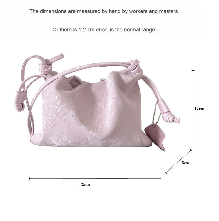 質感真皮|新中式褶皺雲朵包真皮女包時尚簡約包款女抽繩福袋餃子包「2430A」24.04-1