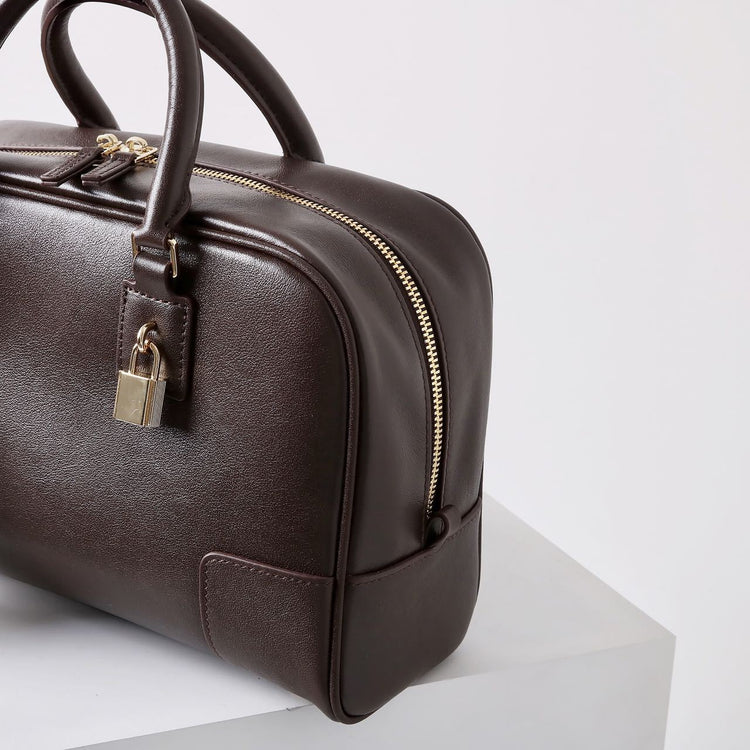 質感真皮|冬季新款保齡球包波士頓包手提包包女枕頭包百搭小方包單肩斜挎包「3660」24.11-4