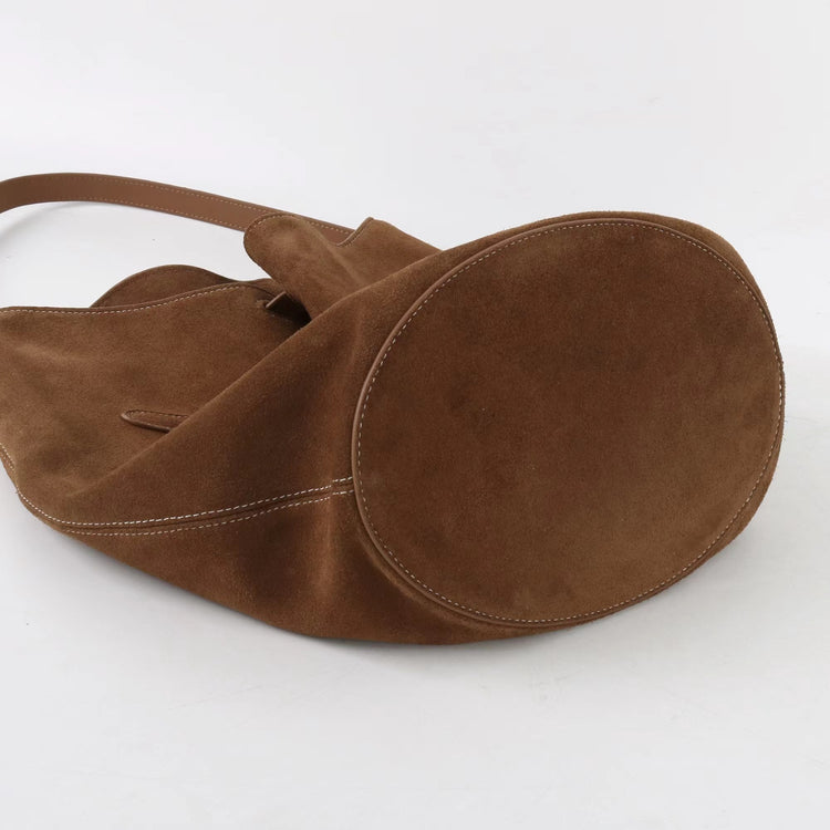 質感真皮|2025新磨砂牛皮托特包hobo腋下包皮帶裝飾餃子水桶包百搭單肩包「6185S」25.11-2