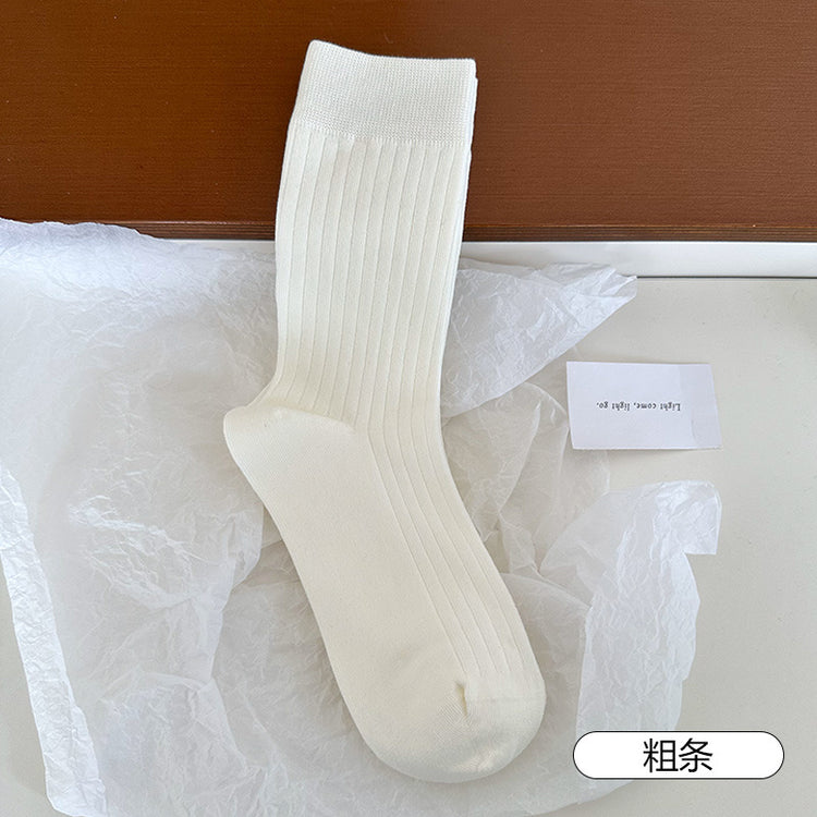 女襪|波點襪子女夏季薄款ins潮彈力卷邊中筒襪棉質親膚吸汗透氣堆堆襪「HD25811」25.04-4
