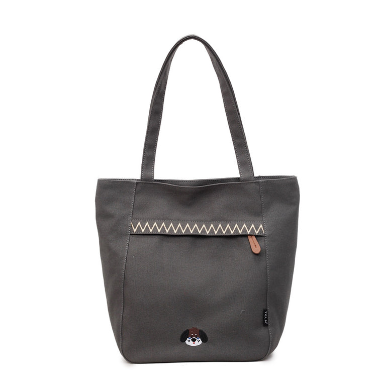 致青春|簡約手提帆布包包女2025秋冬新款百搭刺繡手拎布包學生單肩斜挎包「1805-125」25.09-5