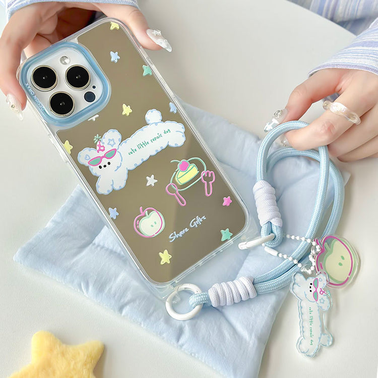 手機殼|15/14pro蘋果手機殼夏天13適用iPhone14pro掛繩鏡面殼12/11女「LR0852」24.07