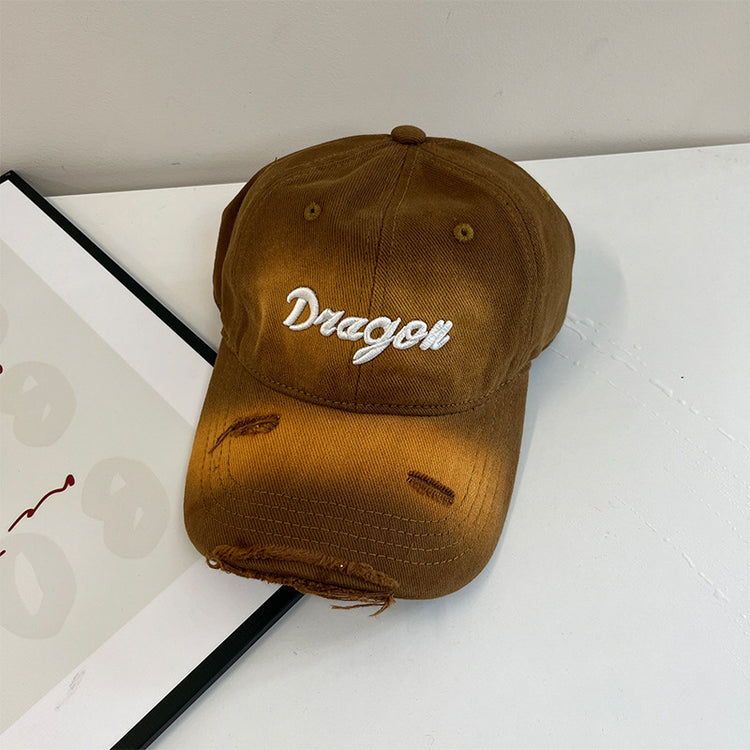 流行帽子|立體刺繡Dna字母棒球帽美式百搭水洗復古寬檐顯臉小鴨舌帽帽子女「C4571」24.10-5