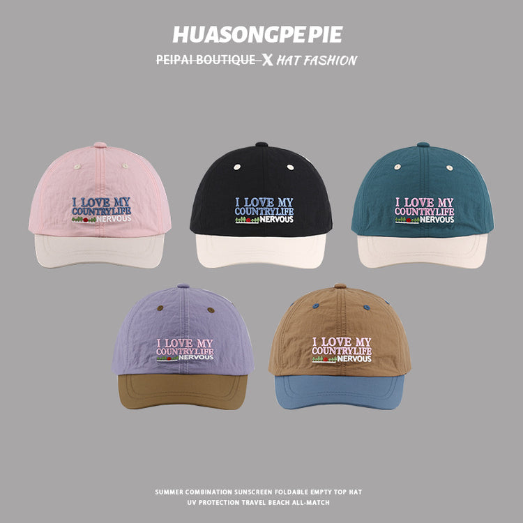 流行帽子|帽子【520系列】loveyou字母刺繡短檐百搭速乾甜酷風多巴胺棒球帽「C3954」24.05-3