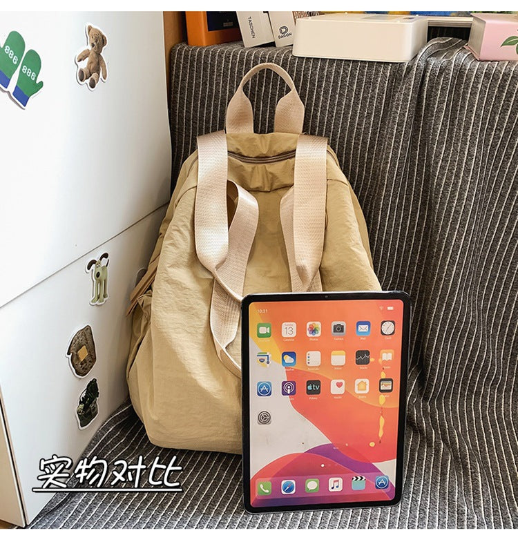 致青春|韓版原宿ins雙肩包小眾慵懶風純色背包輕便百搭大容量大學生書包「2096-128」24.12-3