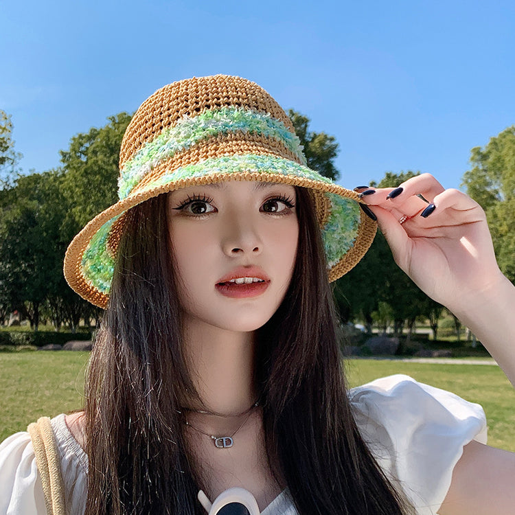 流行帽子|夏季鏤空透氣帽子女百搭顯臉小防曬草編遮陽草帽戶外出遊漁夫帽潮「C5140」25.04-1