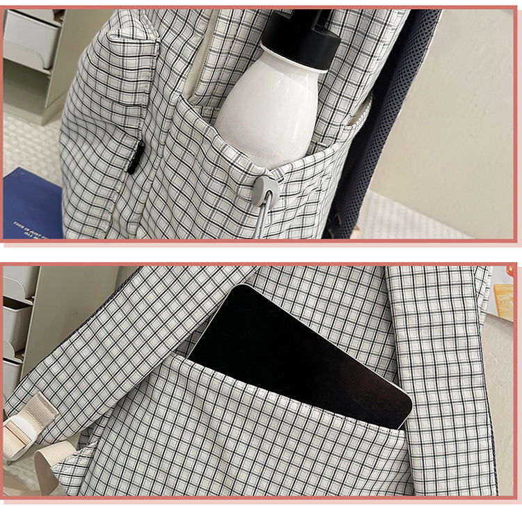 致青春|高顏值森系小清新格子少女心旅行雙肩包韓版ins風學生黨上課背包「1392-132」25.12-1