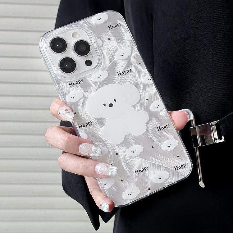 手機殼|蘋果15適用12大孔透明13Promax羽紗iPhone14卡通硅膠手機殼「WM0640」24.07