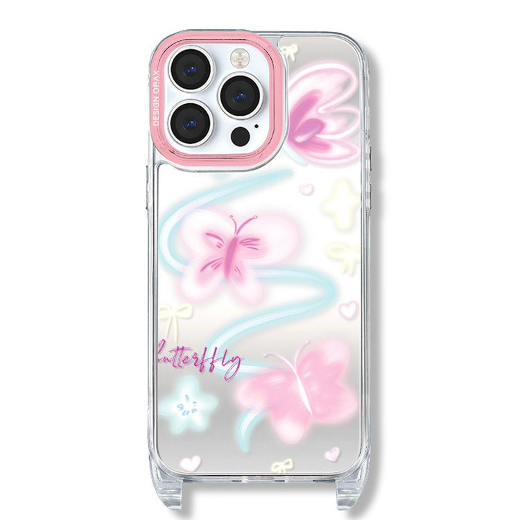 手機殼|iPhone15pro適用蘋果13手機殼ins風掛繩鏡面殼13promax新款12「WL0074」24.07