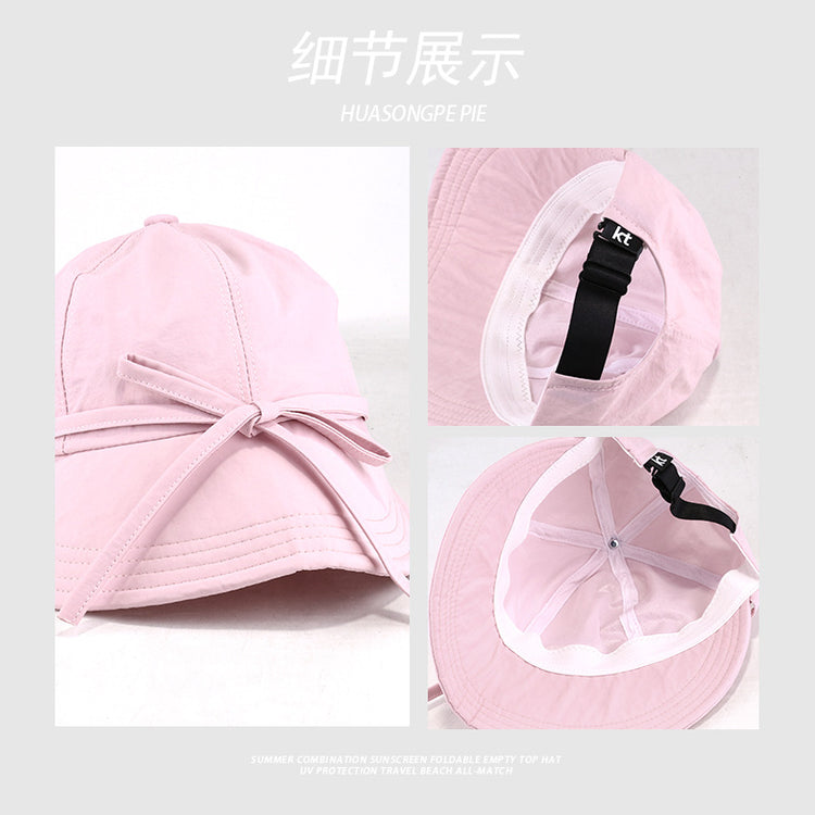 流行帽子|遮陽帽子女2024新款夏季速乾蝴蝶結漁夫鴨舌帽防曬防紫外線太陽帽「C3765」24.03-4