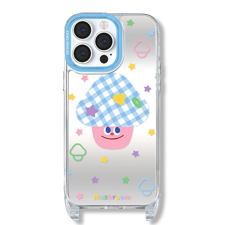 手機殼|蘋果15手機殼女款用12掛繩鏡面殼13pro適用iPhone14promax「WM0624」24.07