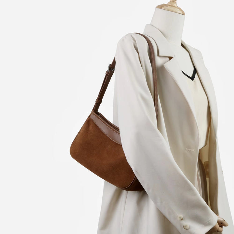 質感真皮|2025新款磨砂美拉德復古百搭韓版單肩斜背包小眾設計休閒托特包包「6179」25.09-3