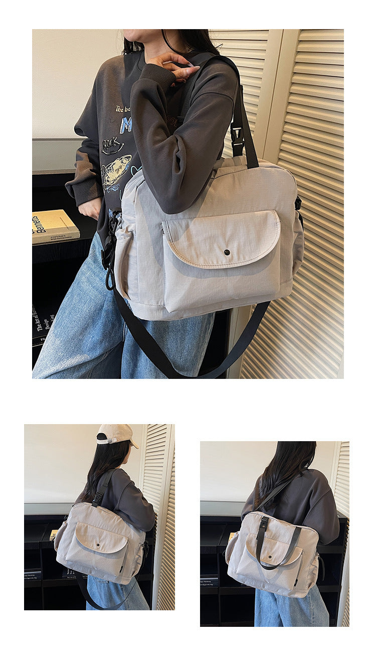 致青春|韓版拼接撞色韓版布包2025新款高級感大容量通勤單肩斜背包「8831-130」25.11-2