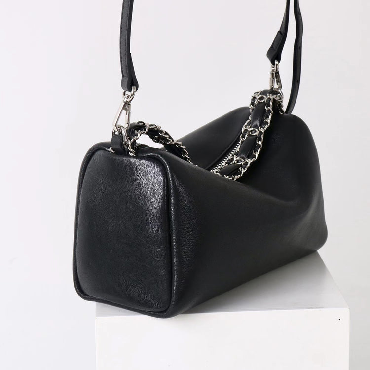 質感真皮|2025新款高級感枕頭包女牛皮大容量手提單肩包斜背包小眾設計包包「7014」25.07-1