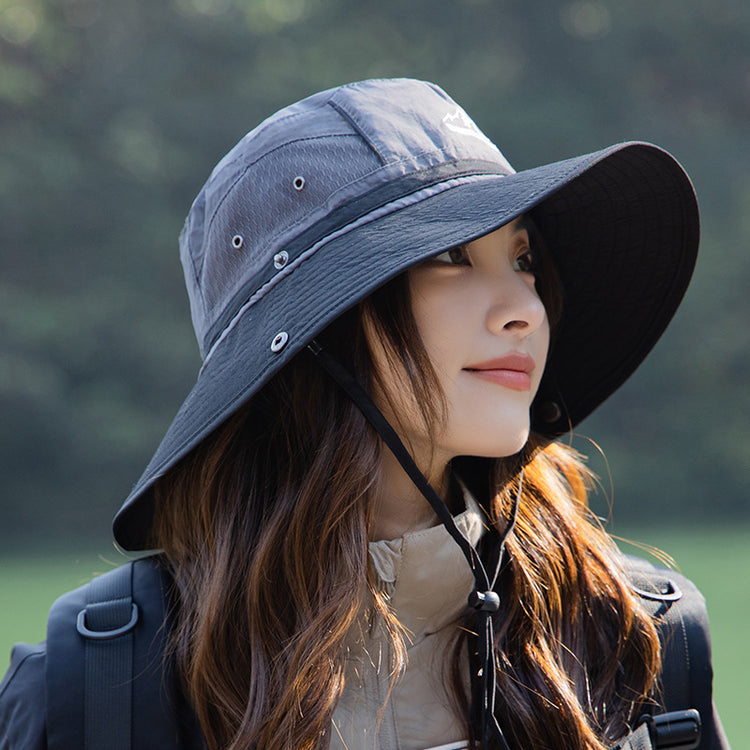 流行帽子|戶外登山帽女徒步大帽檐西部牛仔遮陽帽速乾防水防紫外線漁夫帽潮「C3912」24.05-1