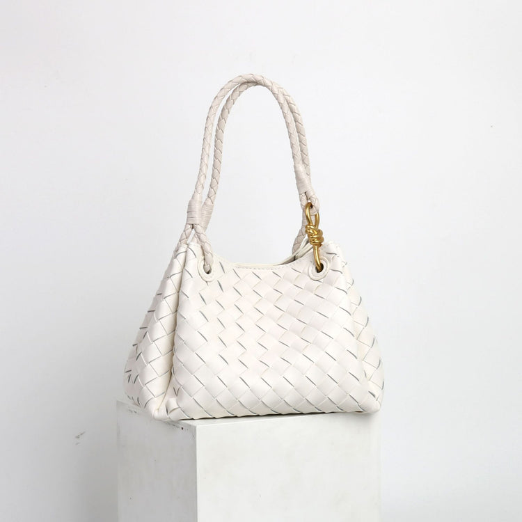 質感真皮|2024年新金屬繩扣真皮編織包降落傘包舒淇同款手提菜籃子大容量「6010#」24.07-1