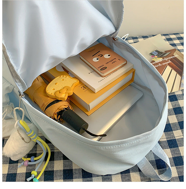 致青春|簡約純色大容量背包男雙肩包書包女大學生國中生大容量背包女雙肩包「697-127」25.10-4