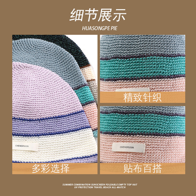 流行帽子|秋冬針織帽女防寒護耳保暖套頭帽時尚百搭多巴胺毛線帽子水桶帽子「C4083」24.06-4