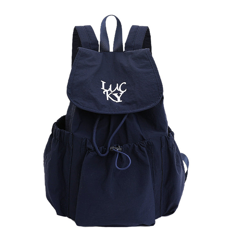 致青春|韓版2025新款抽繩電腦包尼龍帆布包大容量雙肩包學生上課通勤書包「071-126」25.07-4