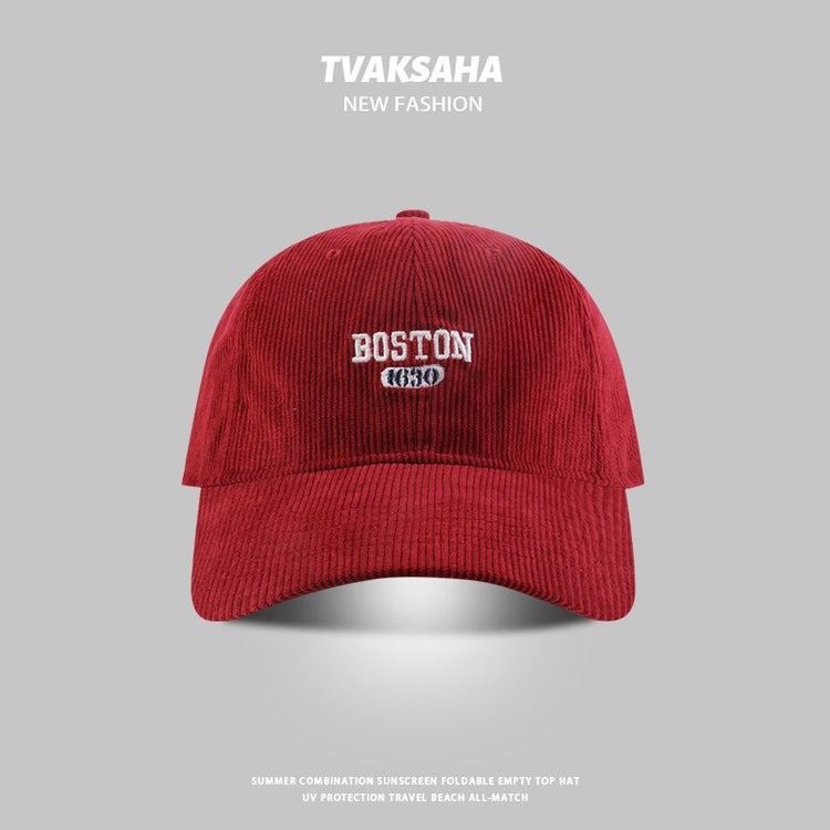 流行帽子|帽子秋冬新款燈芯絨棒球帽男女同款時尚字母防寒帽百搭防風鴨舌帽「C4250」24.08-3