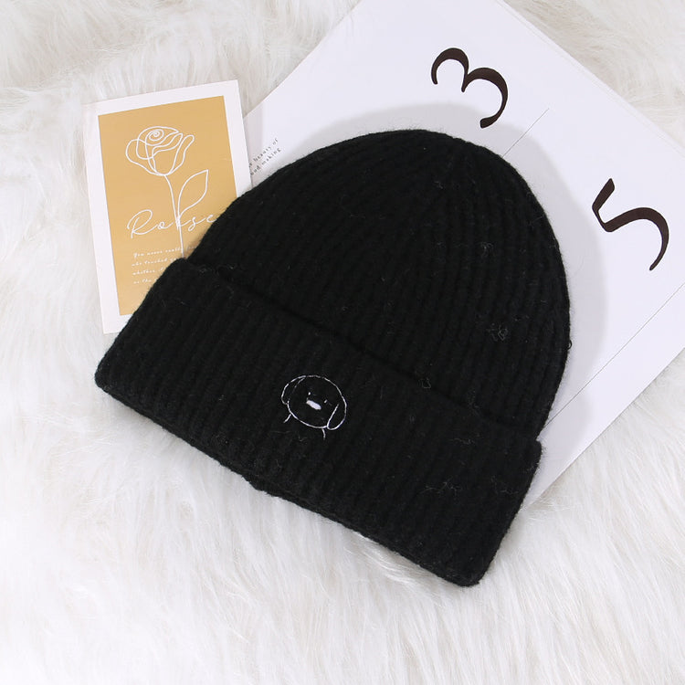流行帽子|秋冬可愛卡通刺繡針織帽子女大頭圍保暖護耳帽顯臉小毛線帽男冷帽「C5580」25.09-4