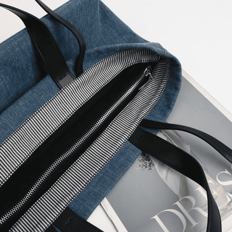 質感真皮|2024新款百搭高級感牛仔頭層牛皮托特包大容量單肩女包慵懶風「3532-1」24.06-4