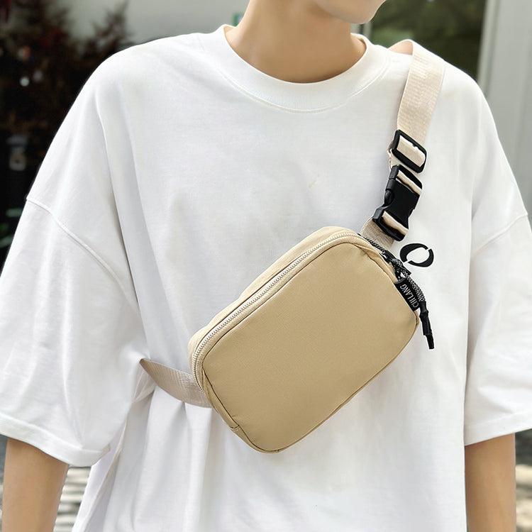 致青春|胸包2024秋季新款尼龍布腰包橫款單肩包跨境風潮休閒男女斜挎小包「302-113」24.09-3