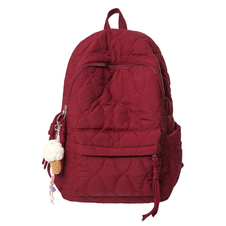 致青春|新款流行棉服絎縫雙肩包女休閒百搭太空棉背包跨境批發大容量學生書包「9510-129」25.11-4