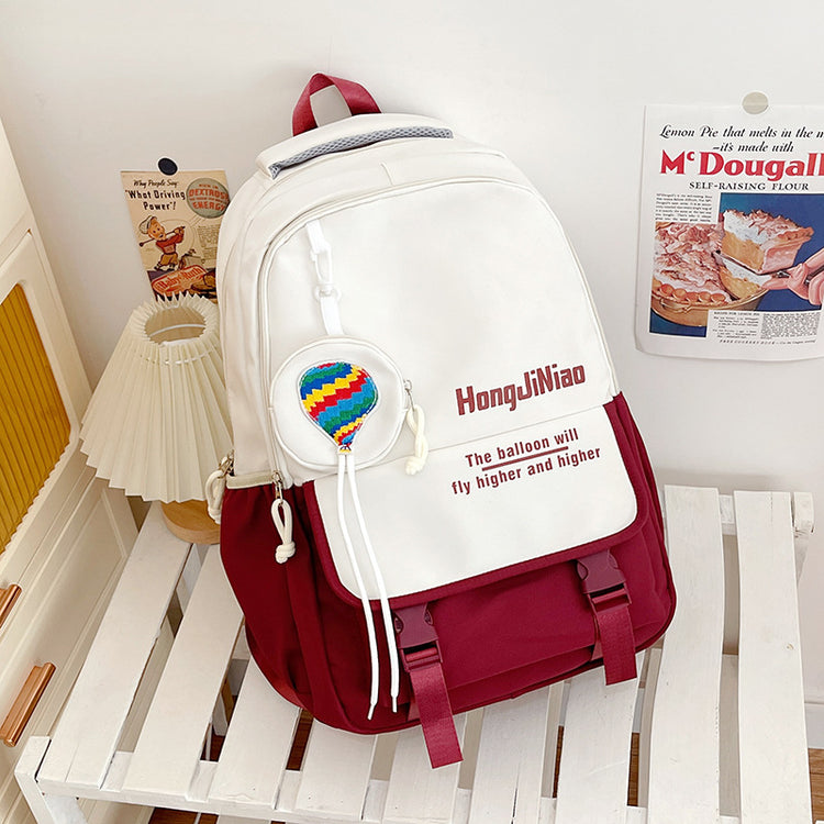 致青春|韓版高中書包女森系撞色雙肩包ins潮學院風中學生國中生休閒背包「3303-130」24.07-2