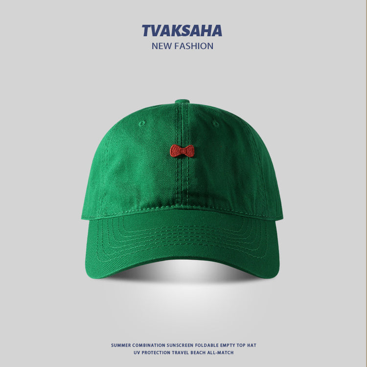 流行帽子|貼布蝴蝶結棒球帽夏季戶外顯臉小防曬帽純棉百搭學生情侶鴨舌帽女「C4123」24.07-4