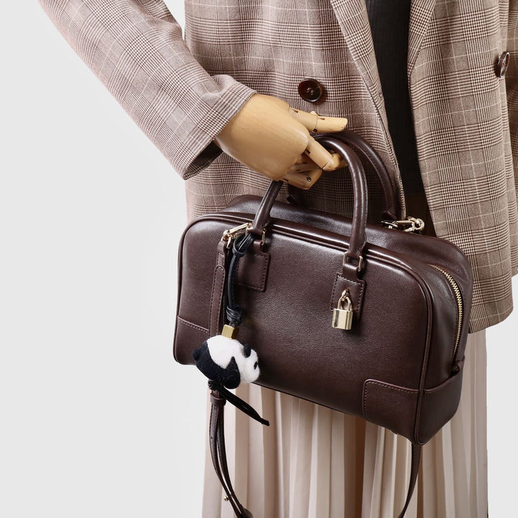 質感真皮|冬季新款保齡球包波士頓包手提包包女枕頭包百搭小方包單肩斜挎包「3660」24.11-4