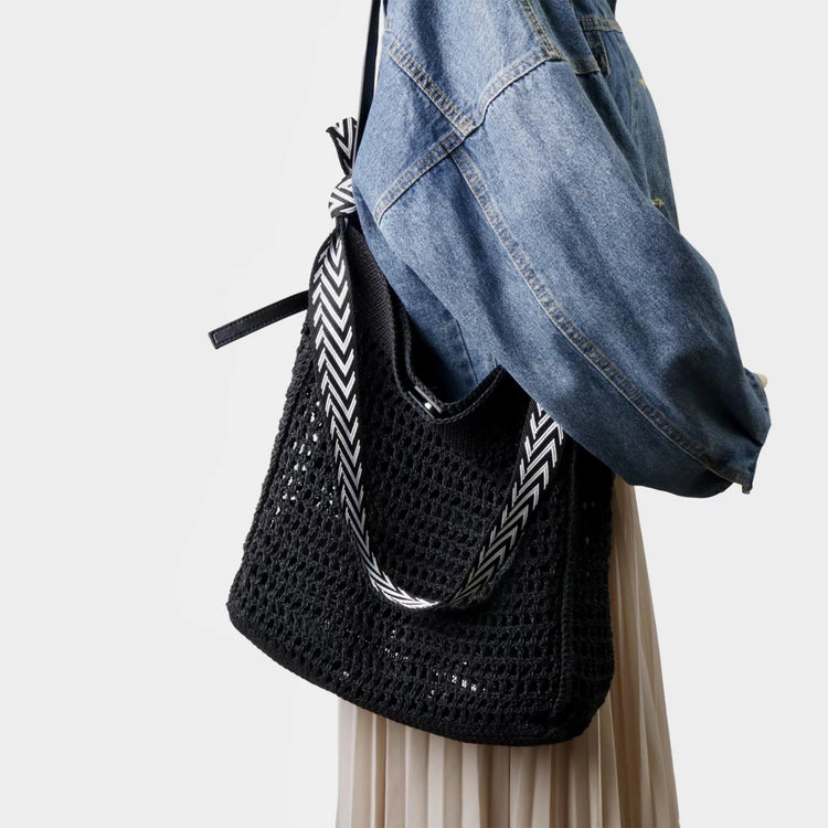 質感真皮|2025新款蠟繩編織托特大容量斜背包頭層牛皮沙灘度假通勤包ins女「3853」25.04-5