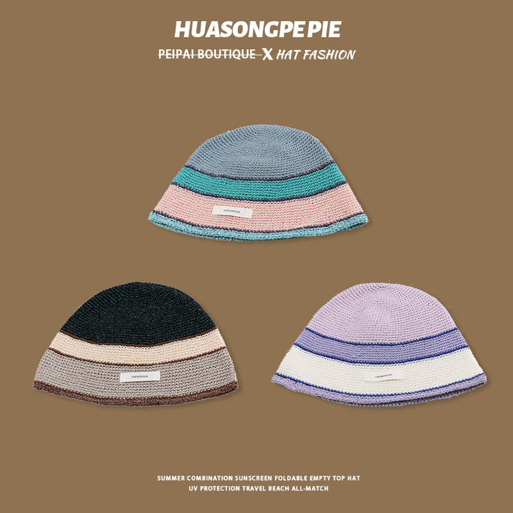 流行帽子|秋冬針織帽女防寒護耳保暖套頭帽時尚百搭多巴胺毛線帽子水桶帽子「C4083」24.06-4