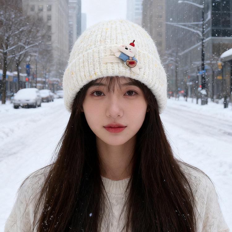 流行帽子|韓版ins卡通小狗帽子女可愛針織帽 秋冬護耳保暖毛線帽戶外冷帽男「C5557」25.09-3