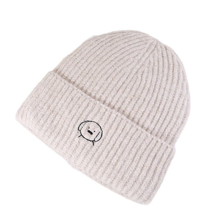 流行帽子|秋冬可愛卡通刺繡針織帽子女大頭圍保暖護耳帽顯臉小毛線帽男冷帽「C5580」25.09-4