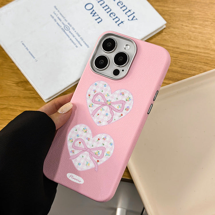 手機殼|iPhone16適用15愛心ins風14Promax蘋果13手機殼12Pro銀框皮紋「WMWM3296」25.04-3