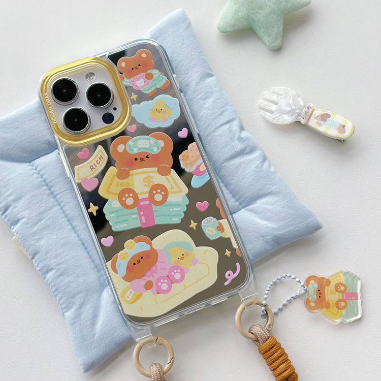 手機殼|13promax卡通11蘋果15手機殼女iPhone14pro適用12掛繩鏡面殼「WM0625」24.07