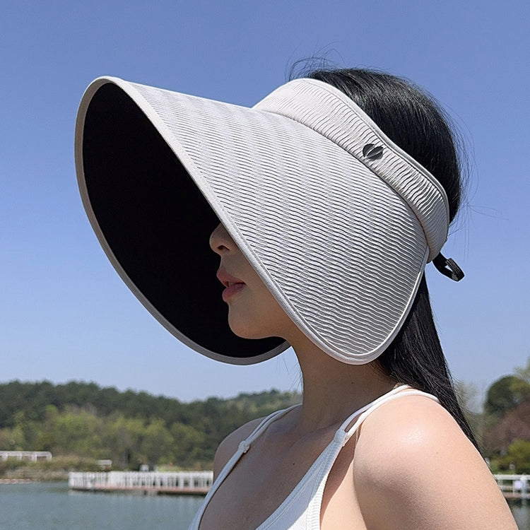 流行帽子|夏季加大檐UV防紫外線空頂帽子女遮陽燈罩帽遮臉防曬黑膠太陽帽潮「C5175」25.04-3