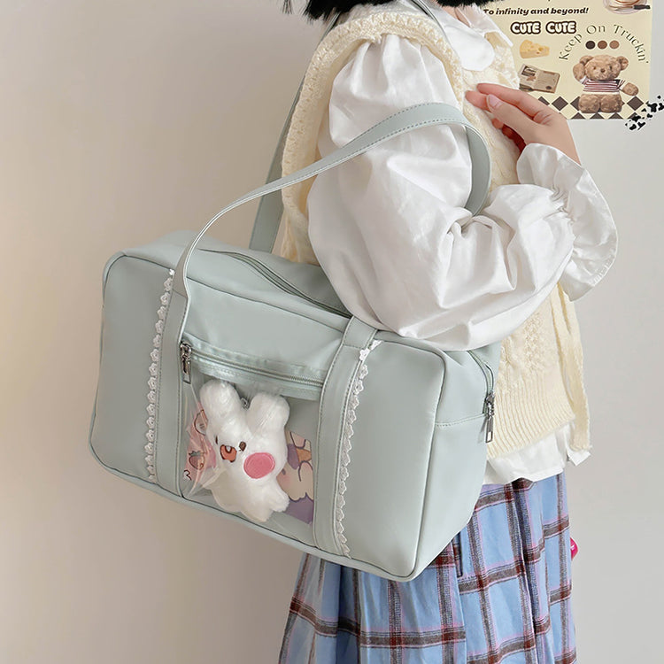 致青春|可愛痛包日系少女通勤百搭手提包大容量單肩包學院風透明包「654-23」24.10-2