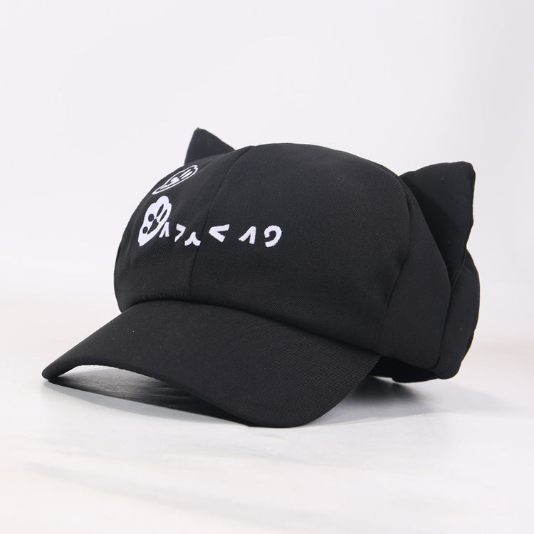 流行帽子|夏季薄款可愛卡通貓耳朵帽子女日系貝雷棒球帽顯臉小鴨舌八角帽潮「C5114」25.03-4