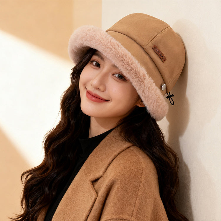 流行帽子|毛絨帽子女冬季新款加絨漁夫帽加厚騎車保暖棉帽東北戶外防寒盆帽「C3399」25.11-2