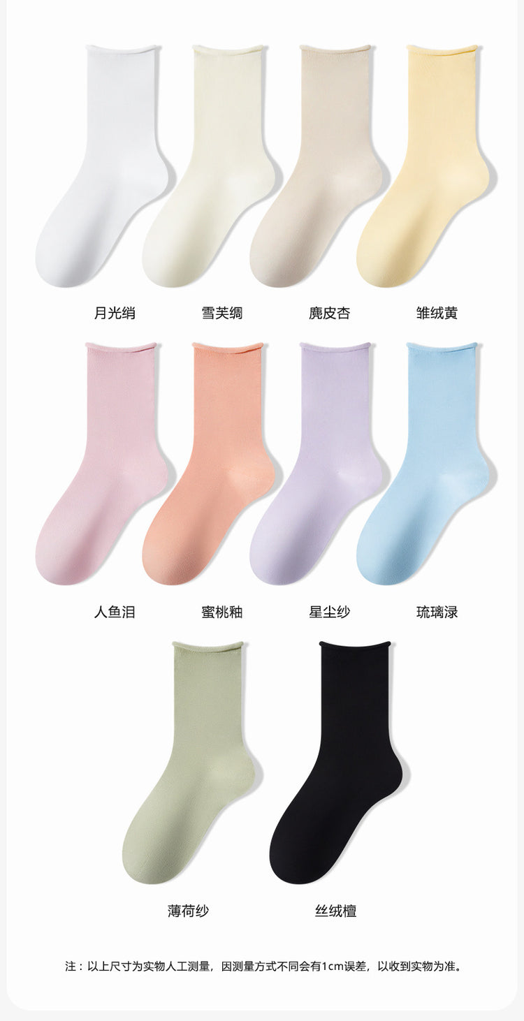 女襪|白色堆堆襪子吸汗透氣彈力無骨卷邊月子襪棉質10A抗菌防臭中筒襪「SX25006」25.03-1
