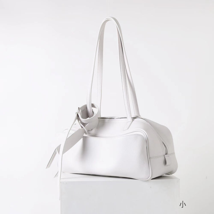 質感真皮|2025全新百搭輕奢小眾高級感波士頓大包肩托特枕頭通勤保齡球包「6163」25.07-1