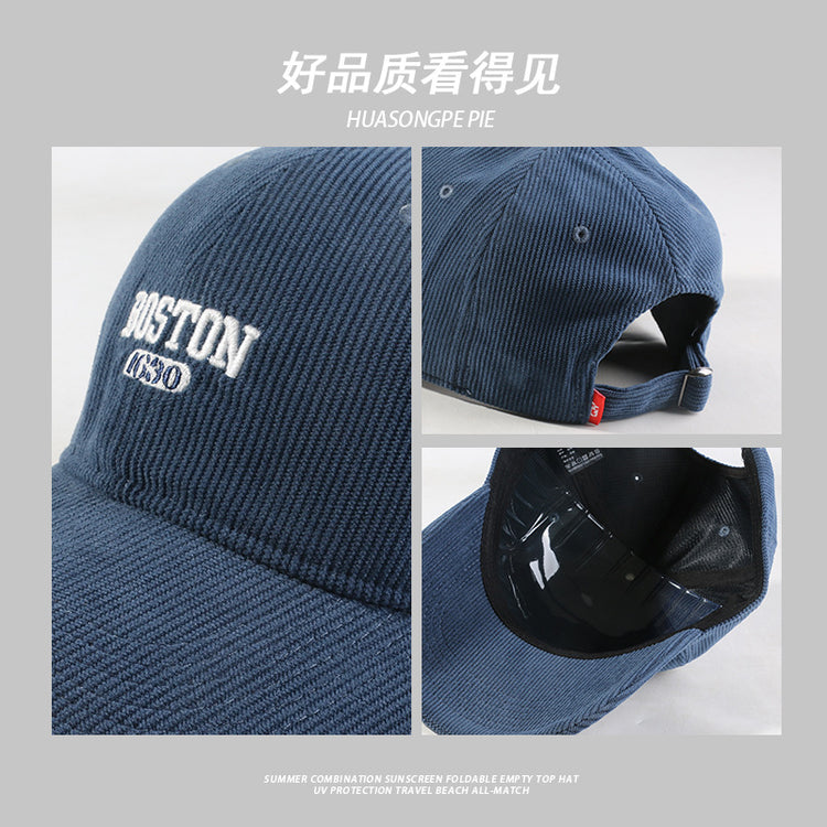 流行帽子|帽子秋冬新款燈芯絨棒球帽男女同款時尚字母防寒帽百搭防風鴨舌帽「C4250」24.08-3