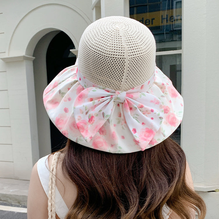 流行帽子|夏季新款蝴蝶結帽子女防曬小清新遮陽帽戶外出遊防紫外線太陽帽潮「C5253」25.05-1