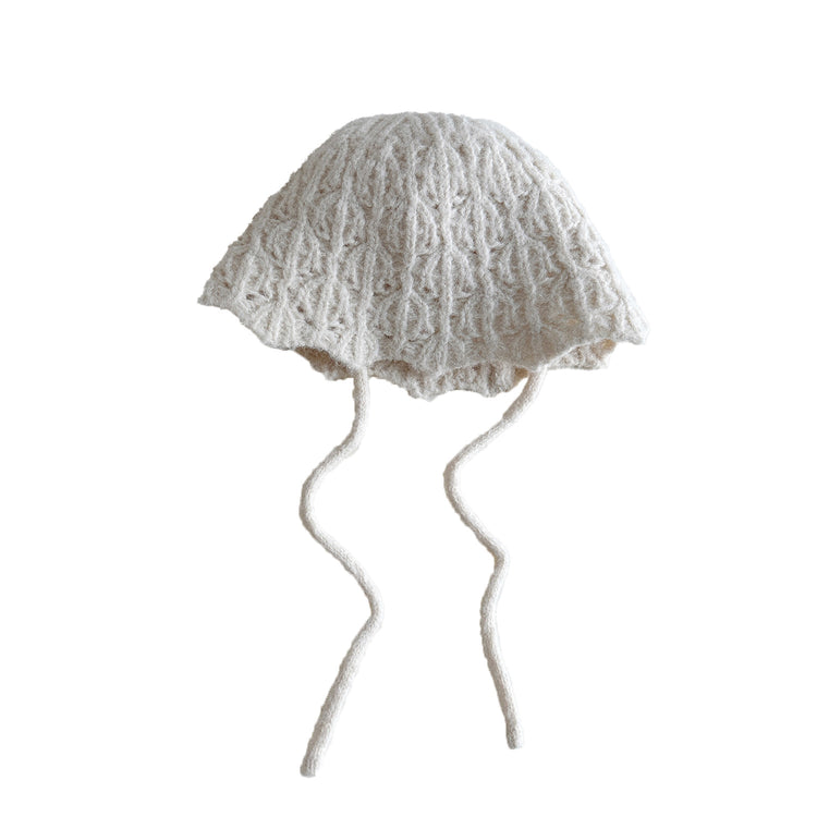 流行帽子|花邊針織漁夫帽女秋冬新款顯臉小韓版可愛小清新防風護耳保暖帽子「PM2712」24.10-1