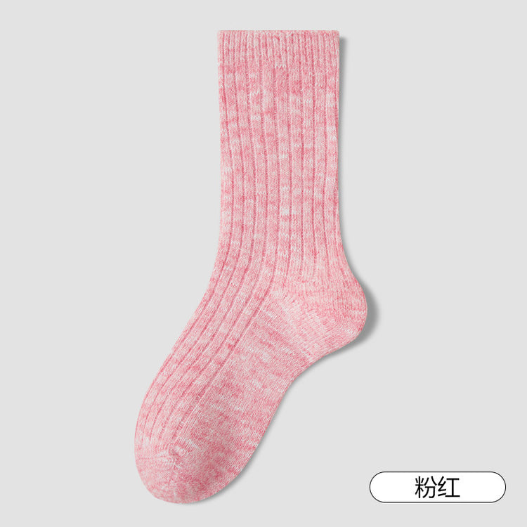 女襪|美利奴羊毛襪子女雙針親膚舒適中筒襪秋冬加厚保暖鎖溫襪子「YG2377」25.09-3