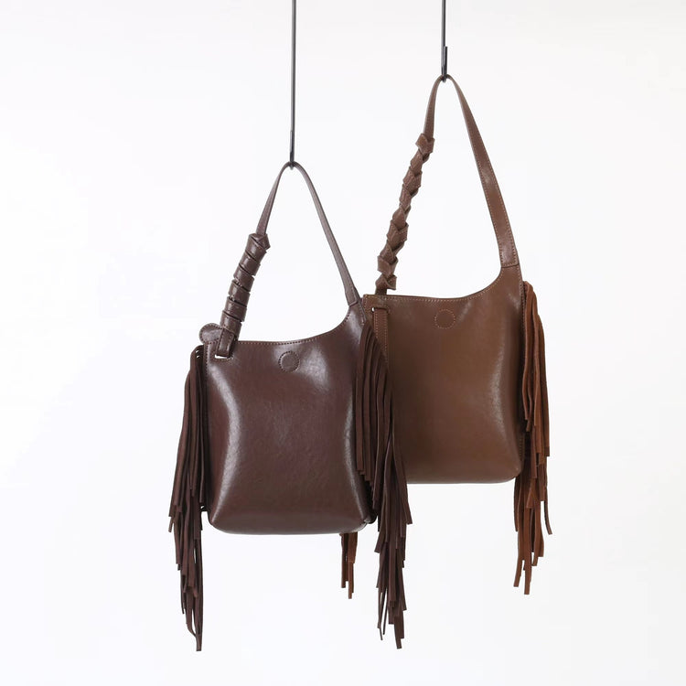 質感真皮|2025全新流蘇軟牛皮斜背包度假風百搭休閒信封包潮流輕奢單肩斜挎包「7058」25.09-4