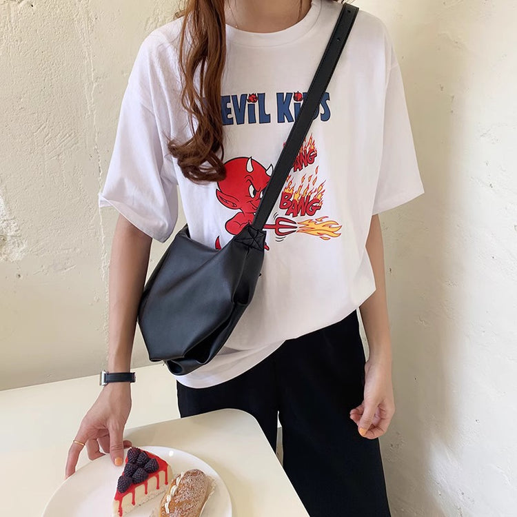日韓流行|高級質感軟皮包包女2024新款潮時尚百搭斜挎包小眾女士單肩餃子包「9310#」24.03-2